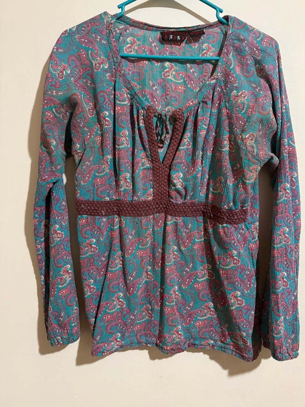 Funky People Teal & Plum Paisley Peasant Tunic